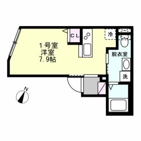 ベイルーム白楽(ワンルーム/3階)の間取り写真