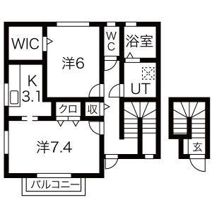 セピアコート(2K/2階)の間取り写真