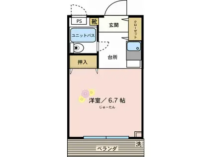 ドルチェ向ヶ丘(1K/2階)の間取り写真