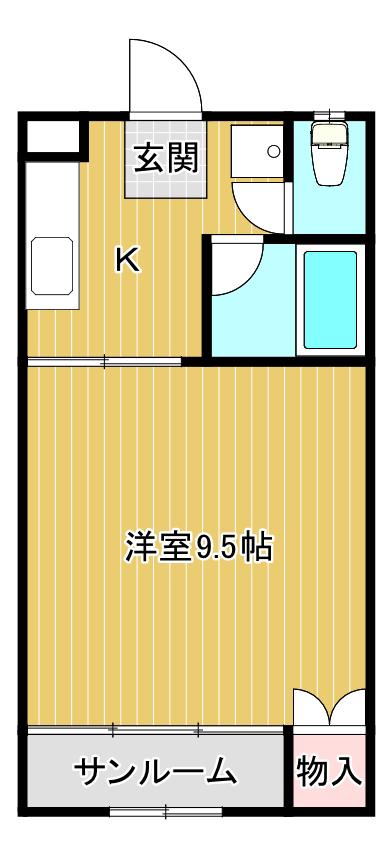 オータムポエム(1K/1階)の間取り写真