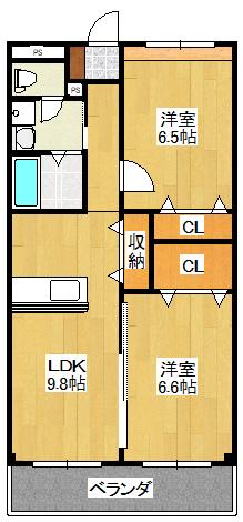 FLAG SHIP(2LDK/2階)の間取り写真