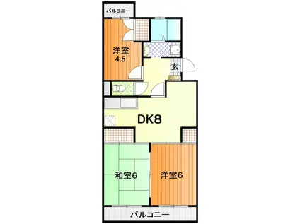 泉ハイツ(3DK/3階)の間取り写真