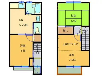 スカイレジデンス(3DK/1階)の間取り写真