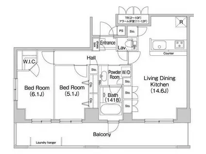 コンフォリア田町(2LDK/2階)の間取り写真