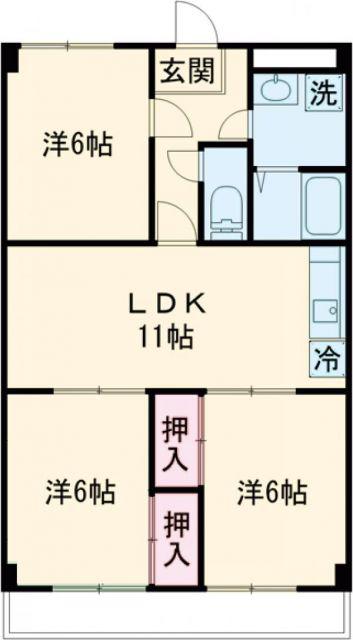 フィオーレ田中(3LDK/4階)の間取り写真