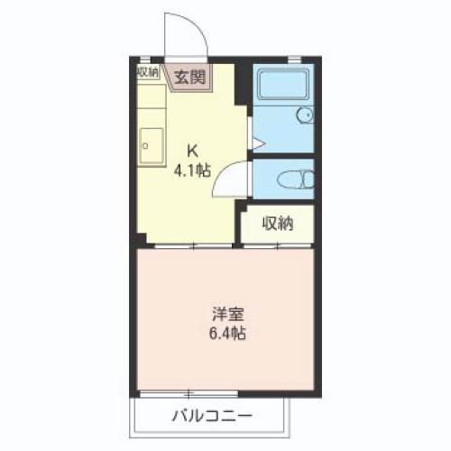 パークハイツ(1K/2階)の間取り写真
