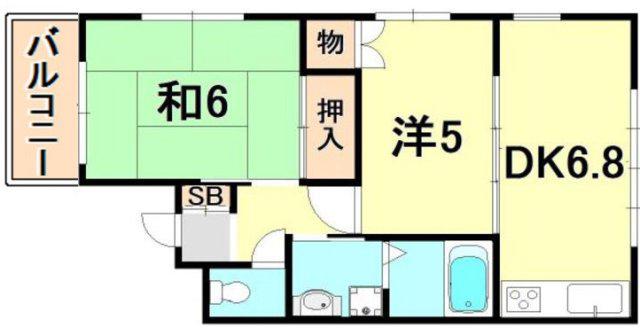 ベルンハイム(2DK/2階)の間取り写真