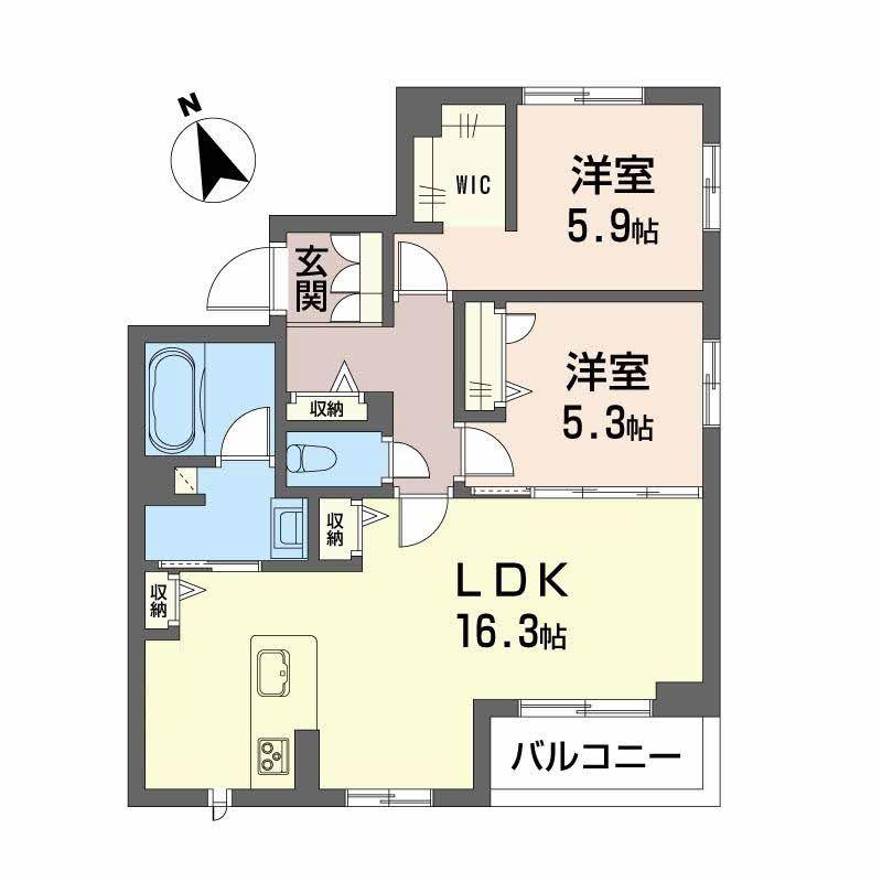 AYA MIGNON(2LDK/2階)の間取り写真