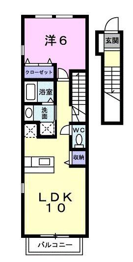シャトー松田(1LDK/2階)の間取り写真