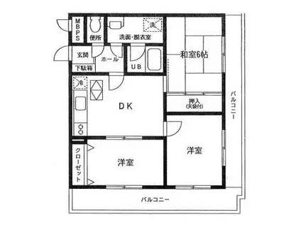 ダイアパレス三渓園第2(3DK/2階)の間取り写真