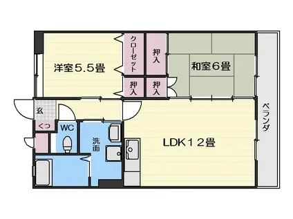 グリーンコート吉元参番館(2LDK/1階)の間取り写真