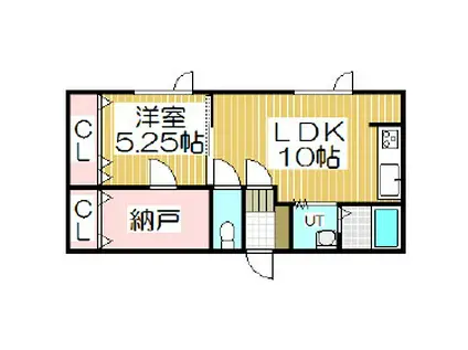 プルメリア(1LDK/2階)の間取り写真