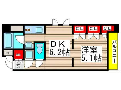 フォレスト久屋公園(1DK/3階)の間取り写真