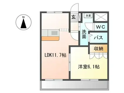 ランドスケープANDOIII(1LDK/1階)の間取り写真