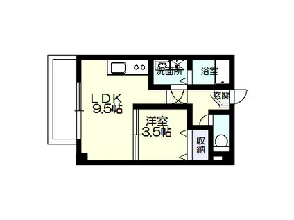 ベルシティ霞城(1LDK/2階)の間取り写真