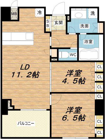アーデンタワー福島ウエスト(2LDK/5階)の間取り写真