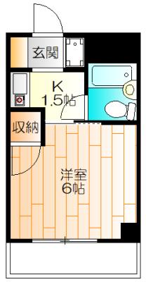 グレイスコート幸II(1K/2階)の間取り写真