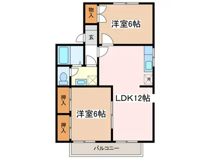 セジュール小岩井(2LDK/1階)の間取り写真