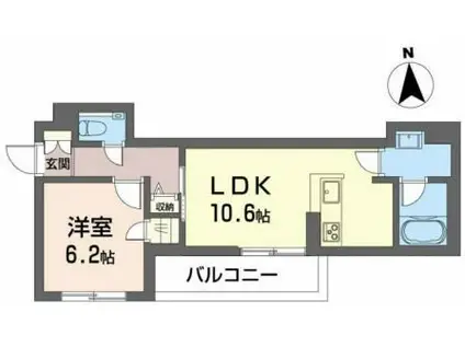 SHAMAISON BONHEUR陸ノ町(1LDK/2階)の間取り写真