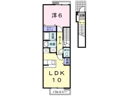 グラン アウローラII(1LDK/2階)の間取り写真