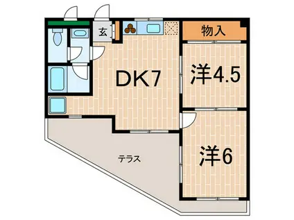 リブ大谷(2DK/1階)の間取り写真