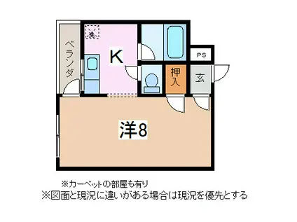 リヴェール入船(1K/4階)の間取り写真