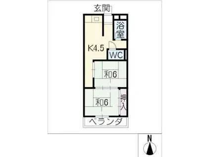 ときわビル(2K/4階)の間取り写真