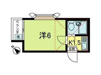 メゾン・ドゥ・フルール(1K/1階)の間取り写真