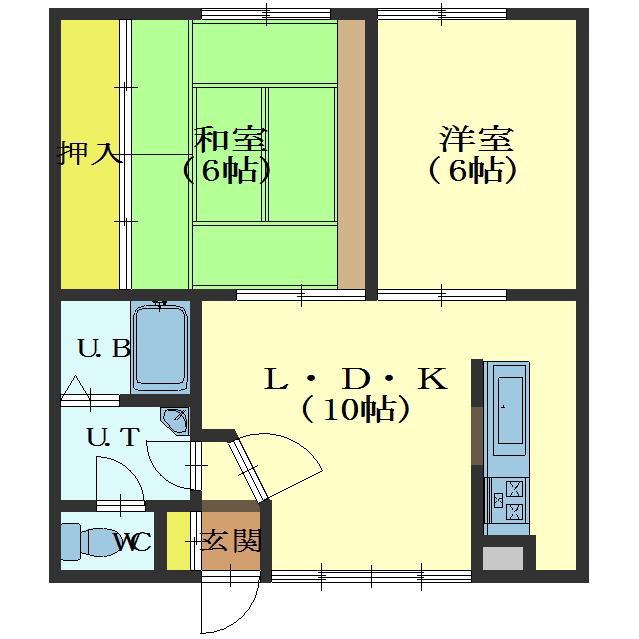 みどりマンション(2LDK/3階)の間取り写真