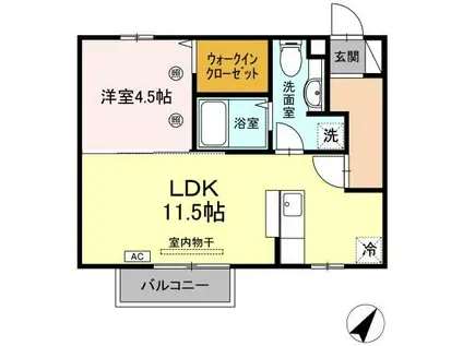 メルメゾン(1LDK/2階)の間取り写真