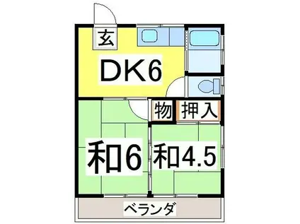 西島荘(2DK/2階)の間取り写真