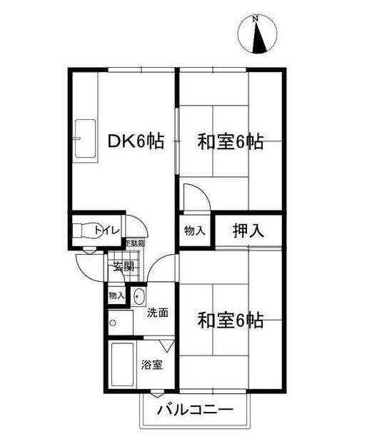 学文路ハイツ(2DK/2階)の間取り写真
