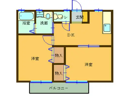 グリーンハイツ昭島(2DK/2階)の間取り写真