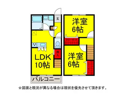 プレミール富里(2LDK/1階)の間取り写真