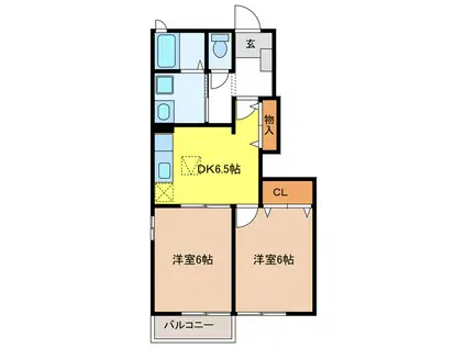 プラシード(2DK/1階)の間取り写真