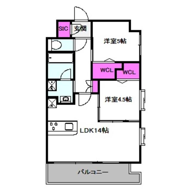スプランディッド天王寺サウス(2LDK/3階)の間取り写真