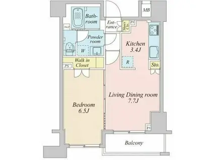 プラウドフラット神楽坂2(1LDK/8階)の間取り写真