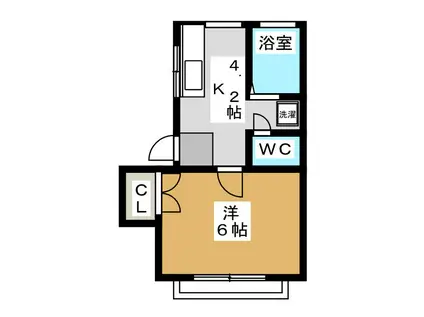 プチメゾン(1K/2階)の間取り写真