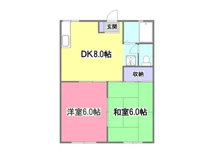 ウォーターパーク塚本B棟II(2DK/1階)の間取り写真