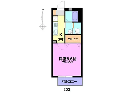 シャーメゾン川口(1K/2階)の間取り写真