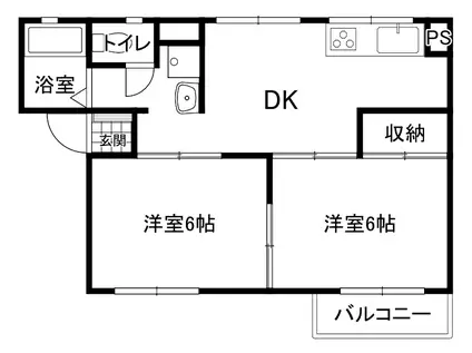 コーポはなみづき(2DK/1階)の間取り写真
