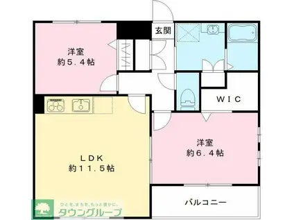 テグレビアンコ(2LDK/1階)の間取り写真