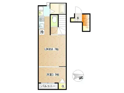 LIBRA COURT 河原町(1LDK/2階)の間取り写真