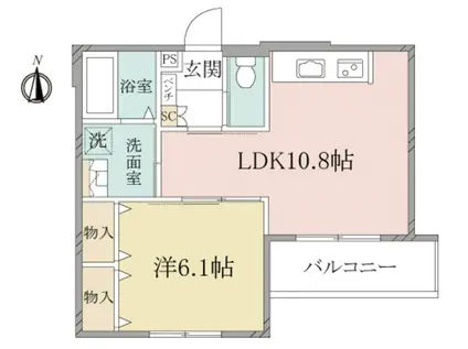 ヘーベルヴィレッジ新代田フレード代田(1LDK/2階)の間取り写真