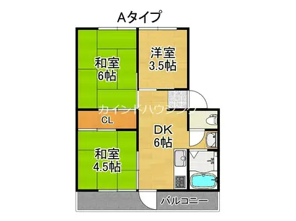 シャトーポール3(3DK/1階)の間取り写真