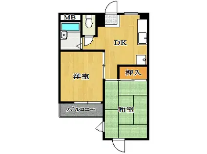 モンテメール船橋(2DK/5階)の間取り写真