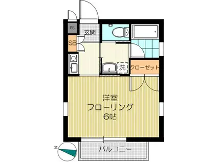 テラス早稲田(1K/3階)の間取り写真