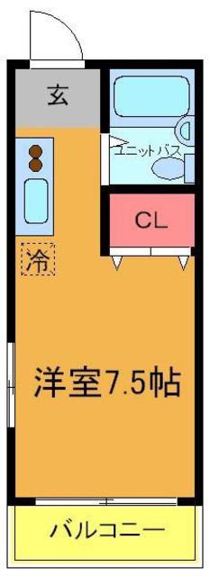 スクエア市川(ワンルーム/2階)の間取り写真