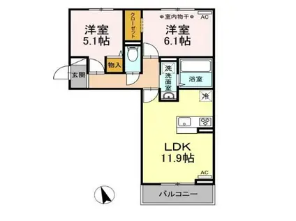 ソレイユ(2LDK/1階)の間取り写真