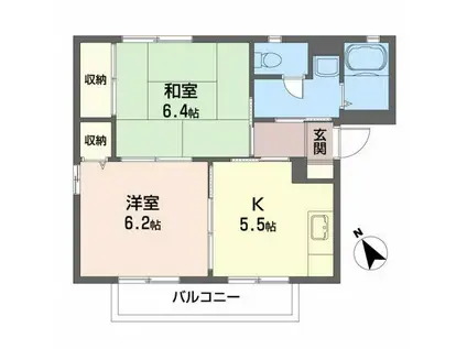 スカイハイツ・S2(2K/2階)の間取り写真